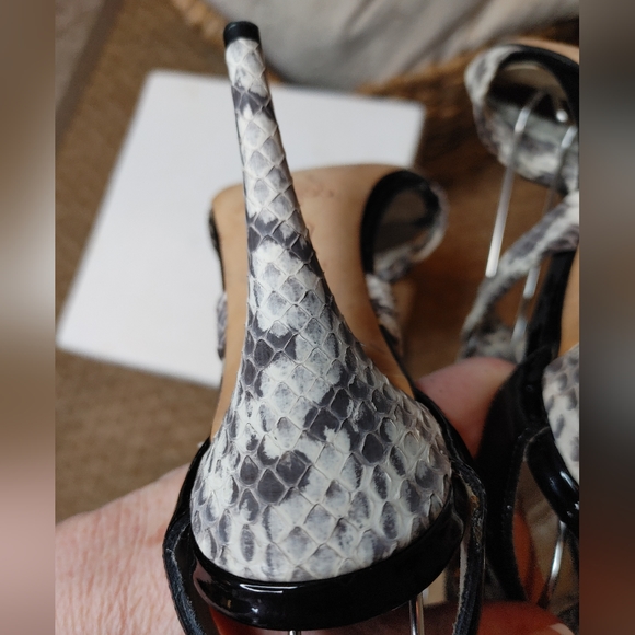 JIMMY CHOO ABY SNAKESKIN SANDALS, EU 37.5 US 7.5 - Picture 14 of 16